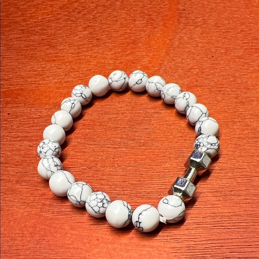 YoungLA White and Silver Beaded Bracelet